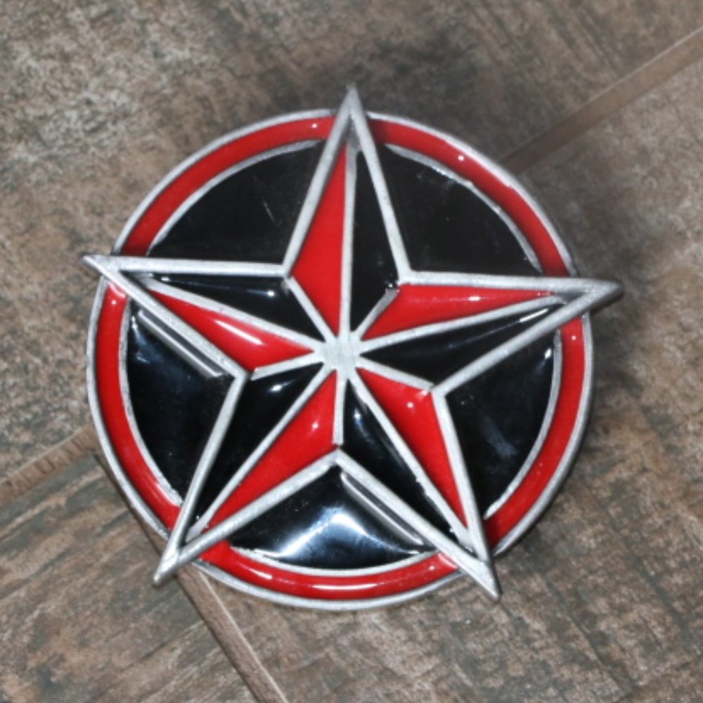 Black and Red Star Belt Buckle